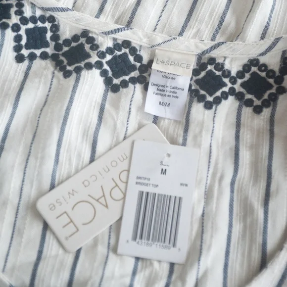 NWT L*Space Embroidered Tassel Tie Sides Bridget Top - Picture 4 of 9